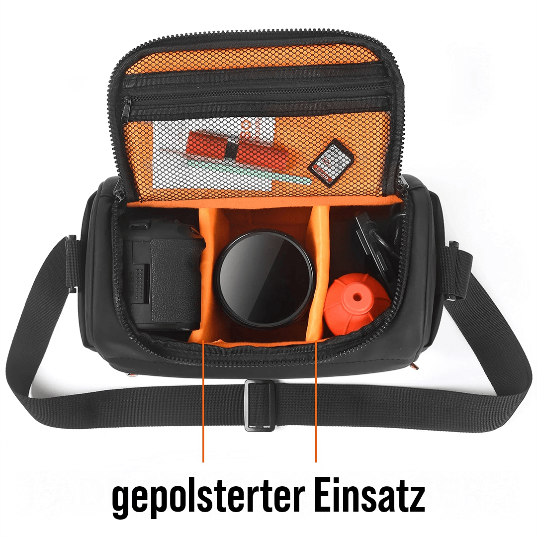Kleine Kameratasche mit gepolstertem Innenraum für Kamera Objektiv und Zubehör