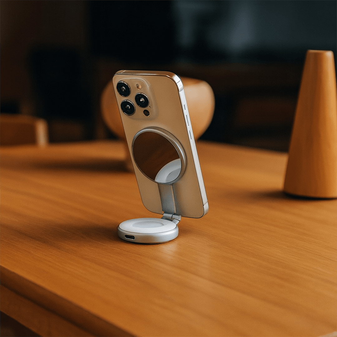 Mini Handy Stativ aufgestellt auf Tisch für stabile Videoaufnahmen und Nutzung