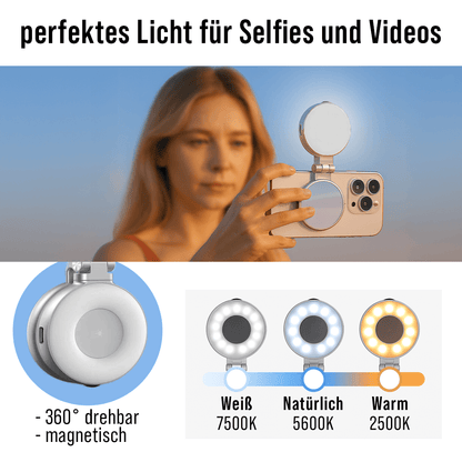 Mini Handy Stativ mit Licht für Selfies und Videos mit verschiedenen Lichtmodi