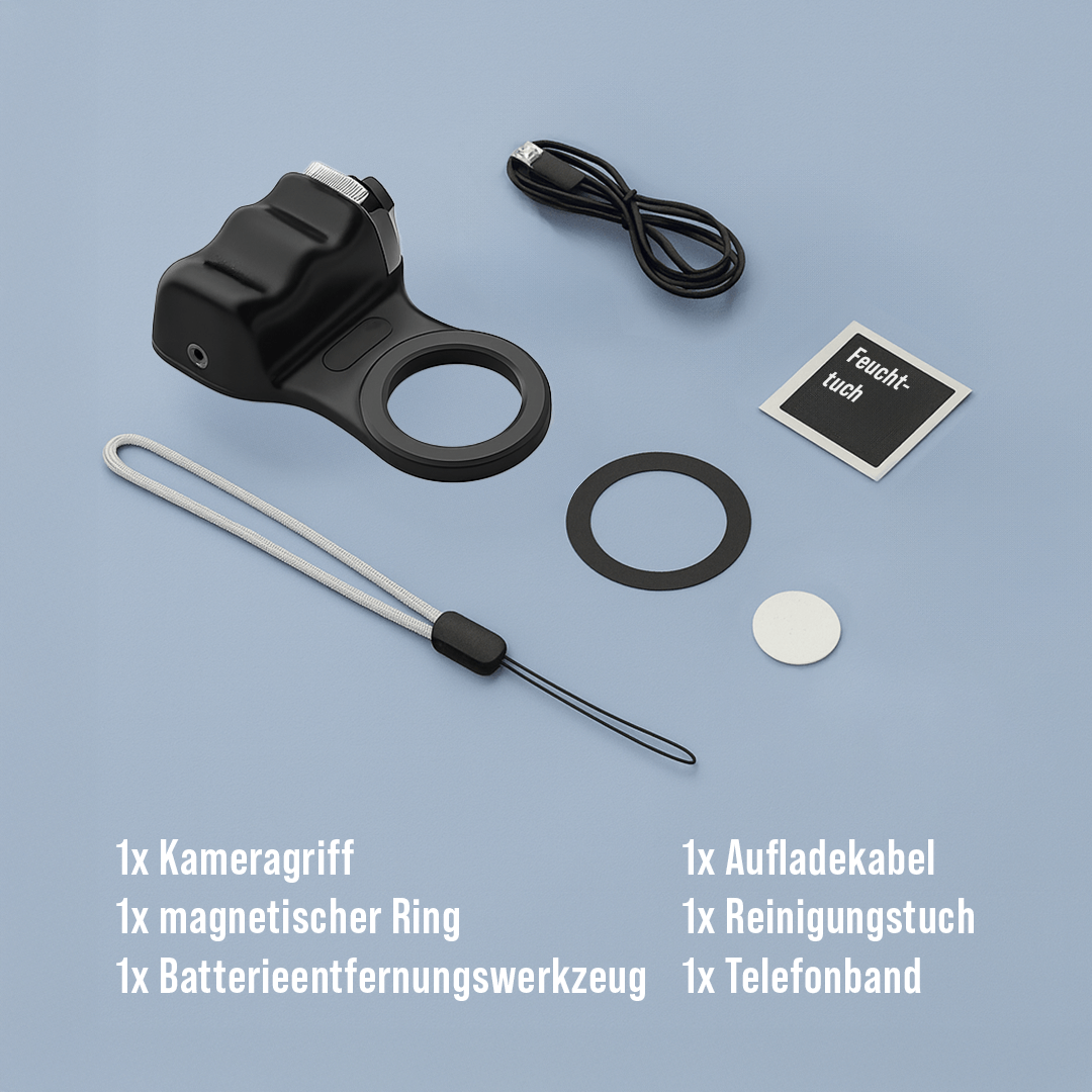 Mini Handy Stativ Lieferumfang mit Zubehör wie Kabel und Reinigungstuch im Set