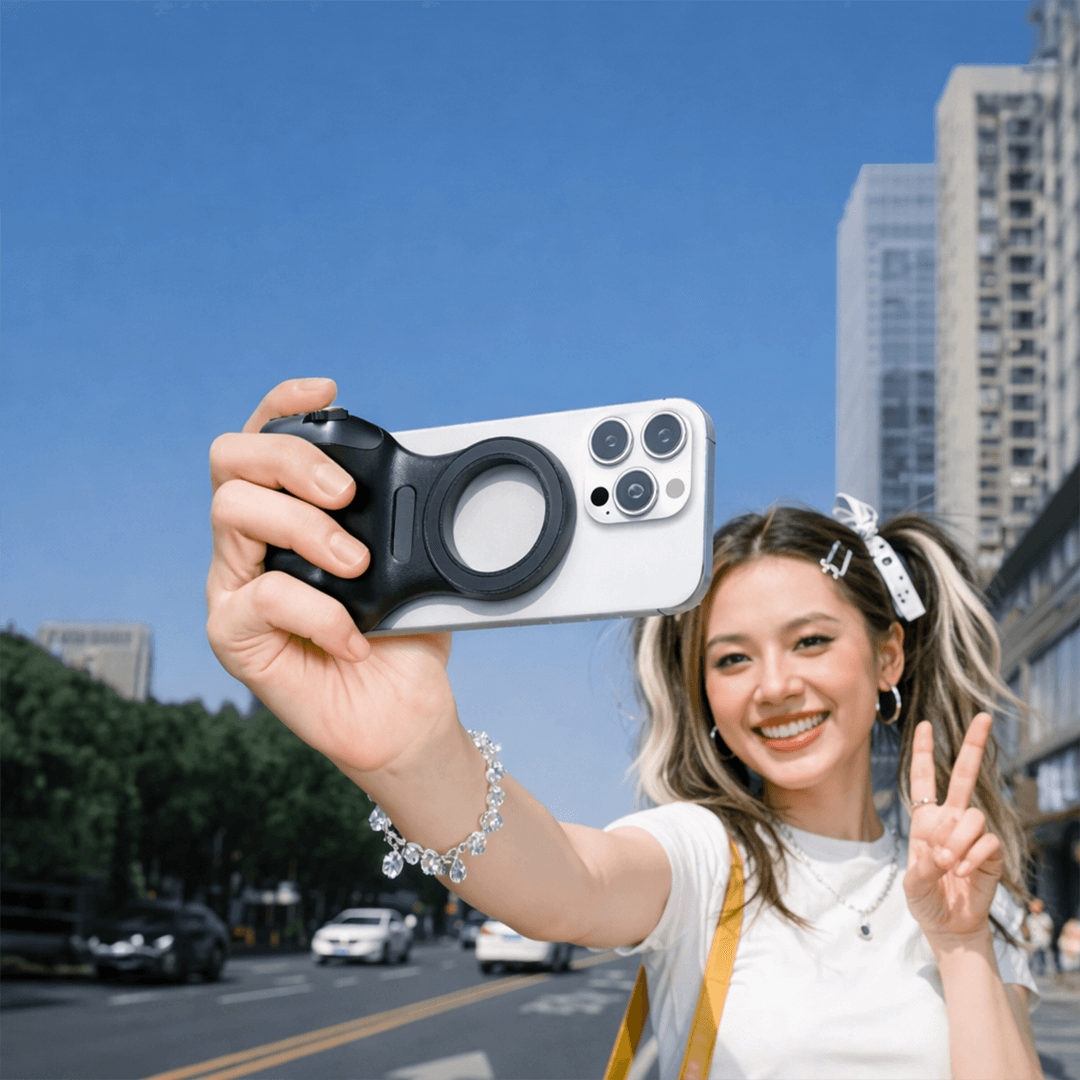 Mini Handy Stativ für Selfies unterwegs mit sicherem Griff und Smartphone Halter